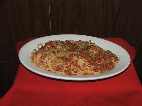 Spaghetttini Alla Meat with meat sauce.