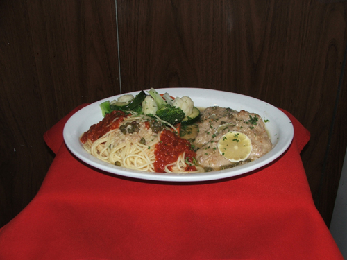 Vitello Al Limone.Veal sauteed lemon, white wine and capers.